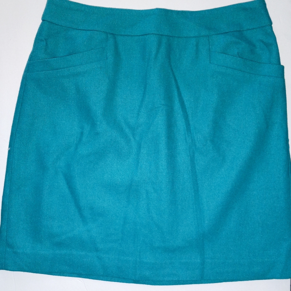 Ann Taylor 2P wool blend Turquois Teal Pencil skirt